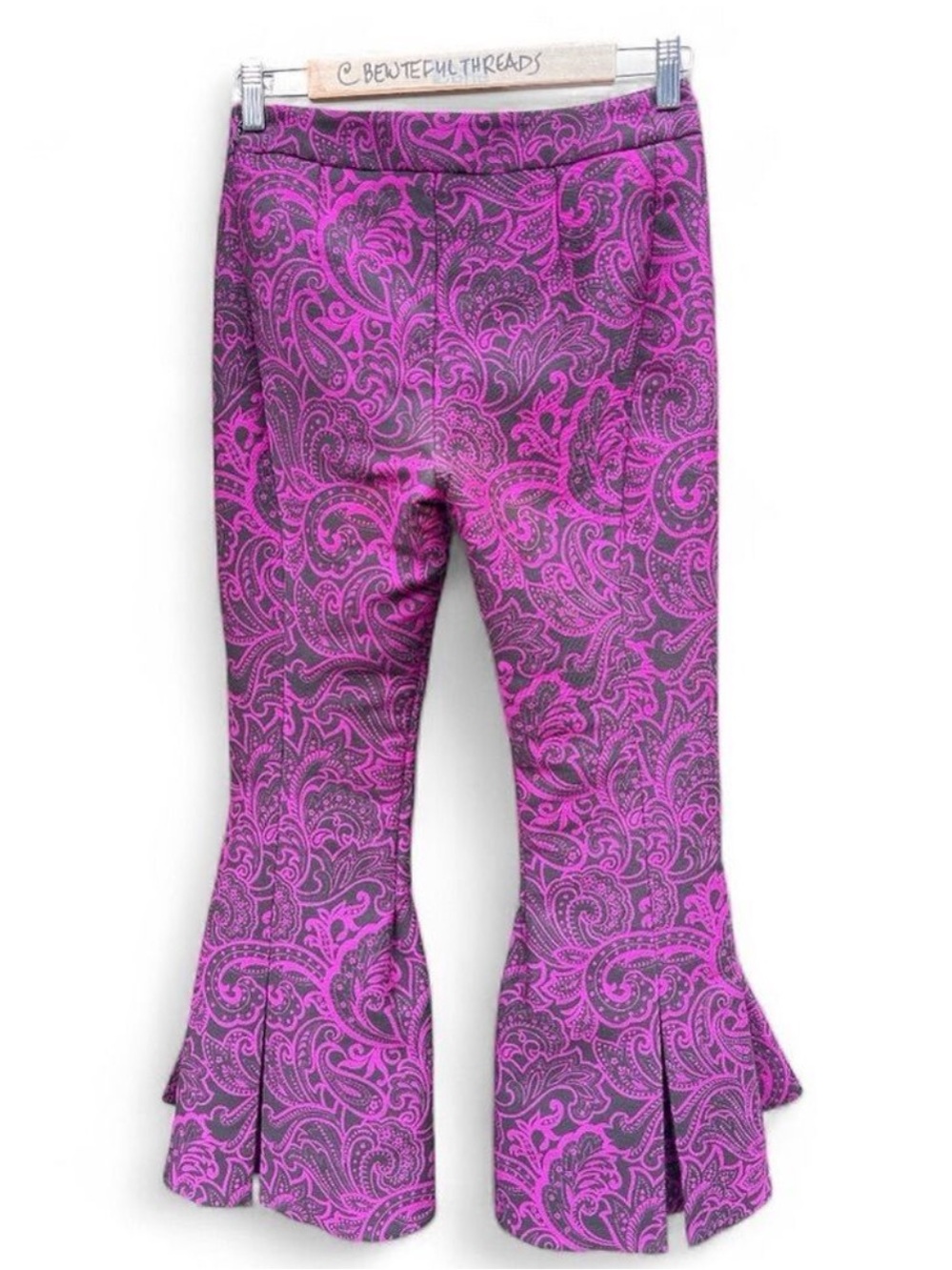 Mary Katrantzou Runway Pink Paisley Jacquard Cropped Flare Pants US 4 - Picture 3 of 7